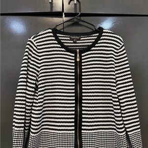 Elegant Black and White Striped Women's Jacket